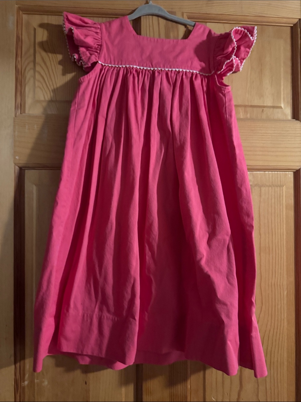 Girls' Hot Pink Ruffle Sleeve Casual Dress